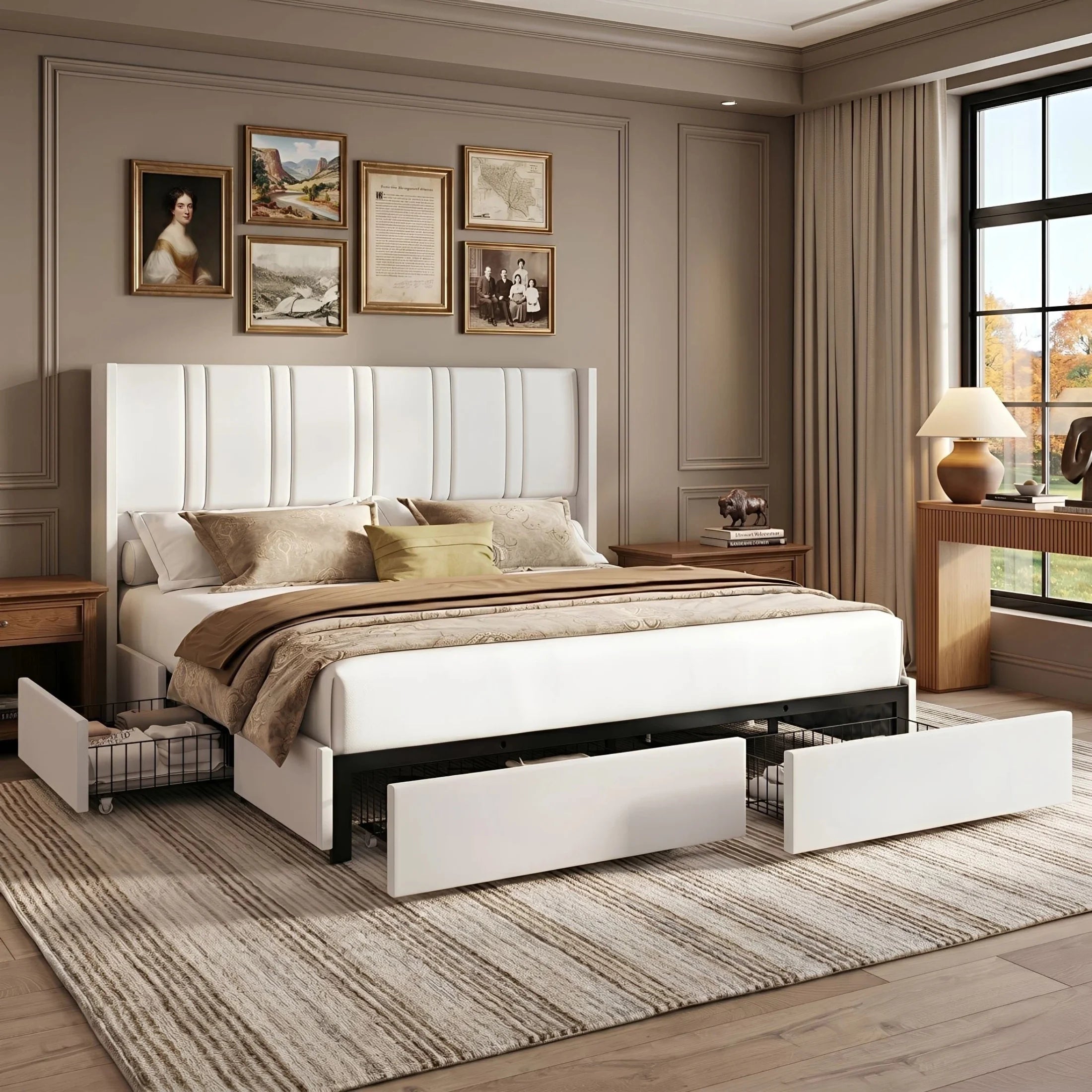 Modro Linen Bed Frame With Storage