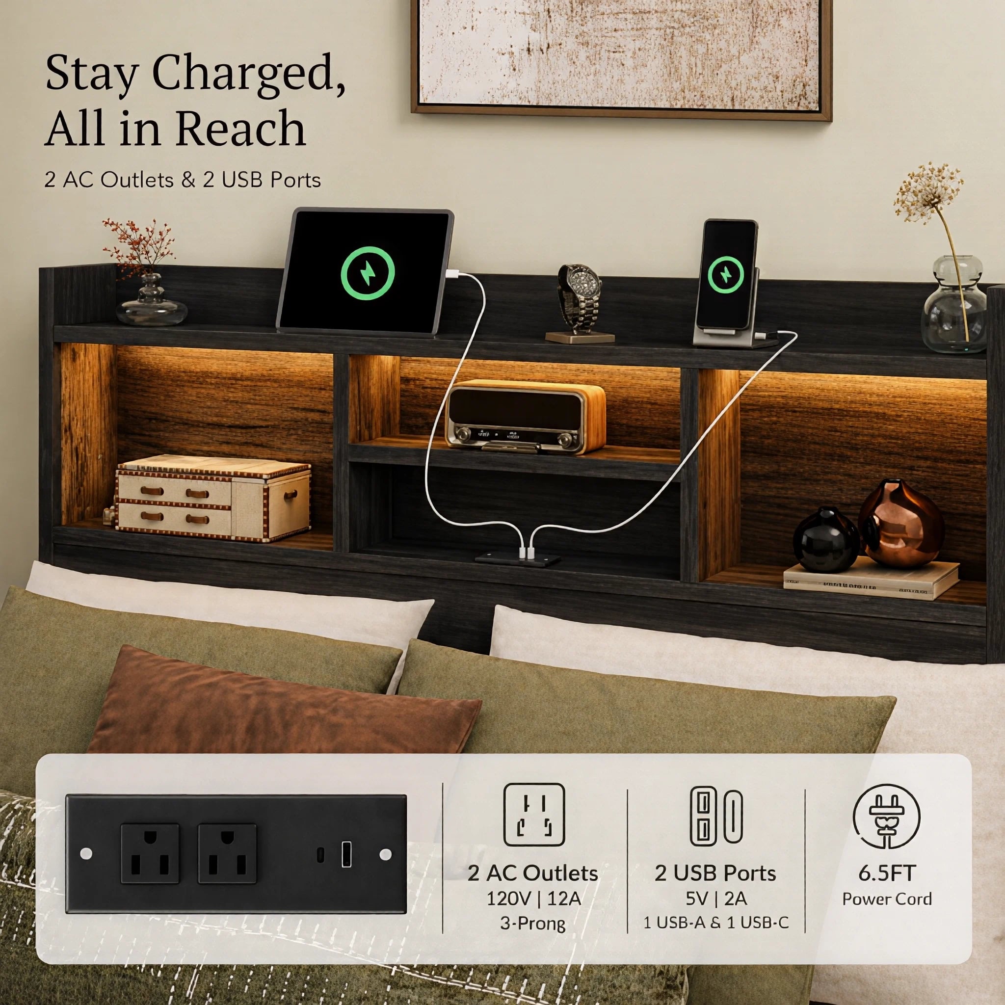 Softo Luxe Storage Bookcase Wood Bed Frame