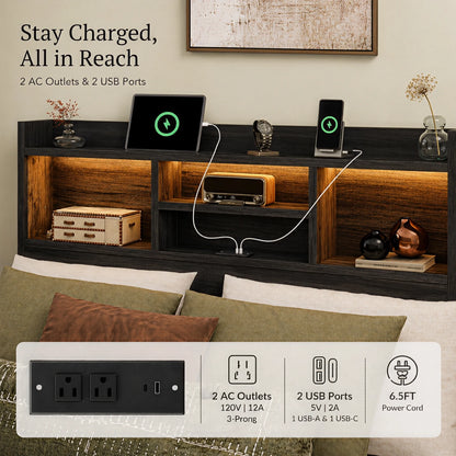 Softo Luxe Storage Bookcase Wood Bed Frame