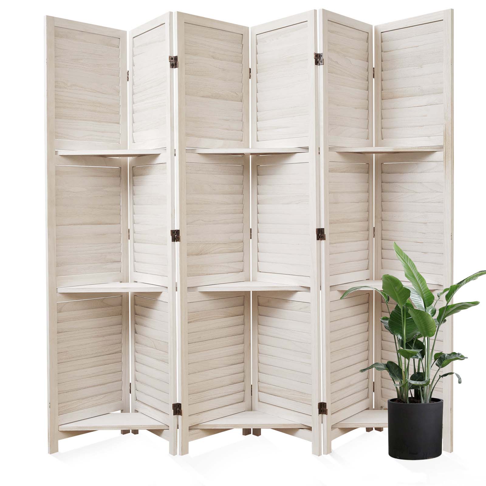 SYLO 5.6ft Folding Wood Room Divider with Shelves