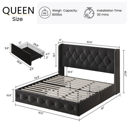 queen bed furniture storage