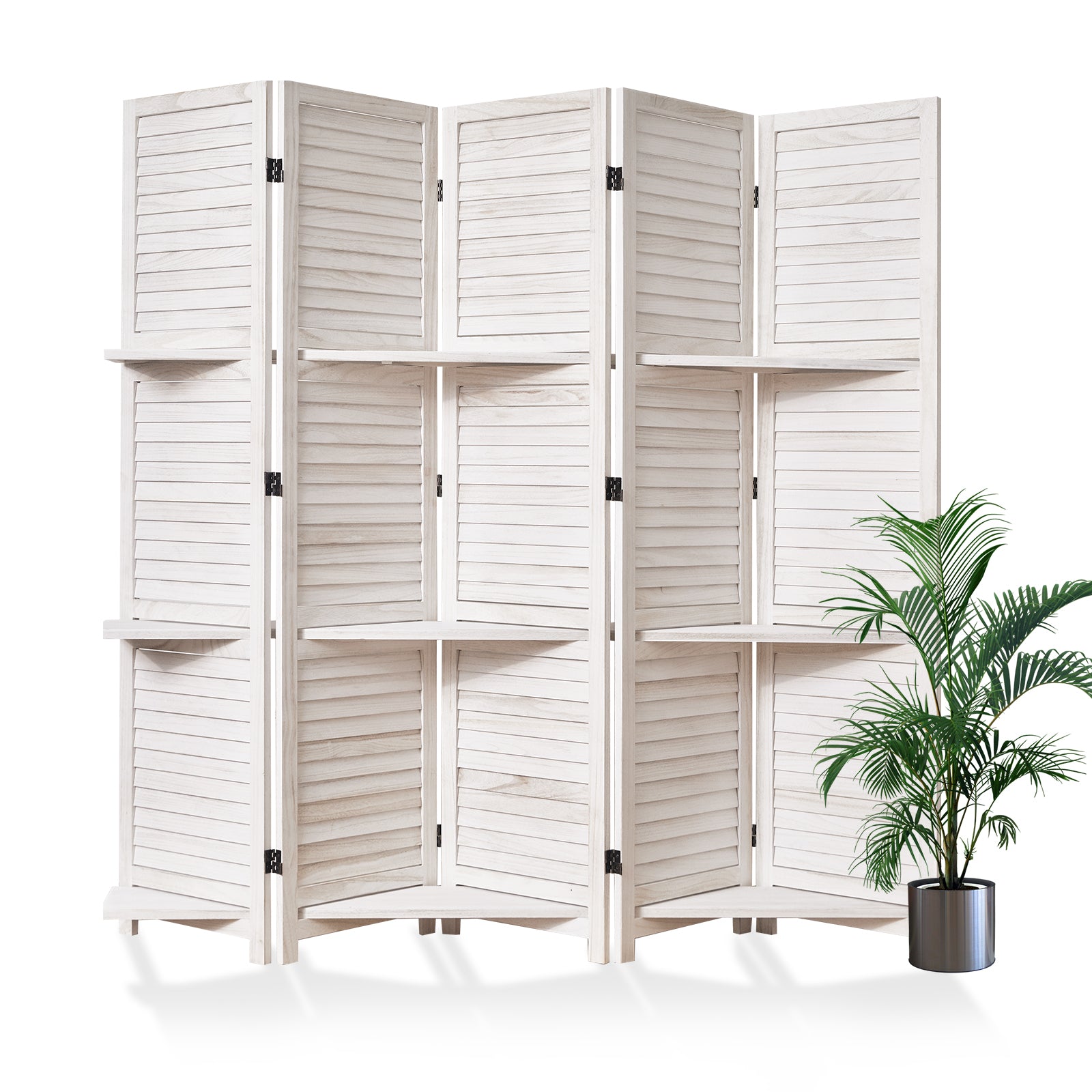 SYLO 5.6ft Folding Wood Room Divider with Shelves