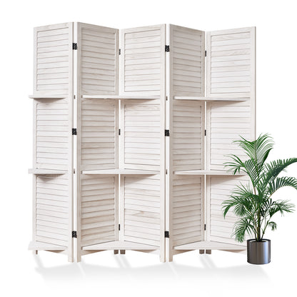 SYLO 5.6ft Folding Wood Room Divider with Shelves