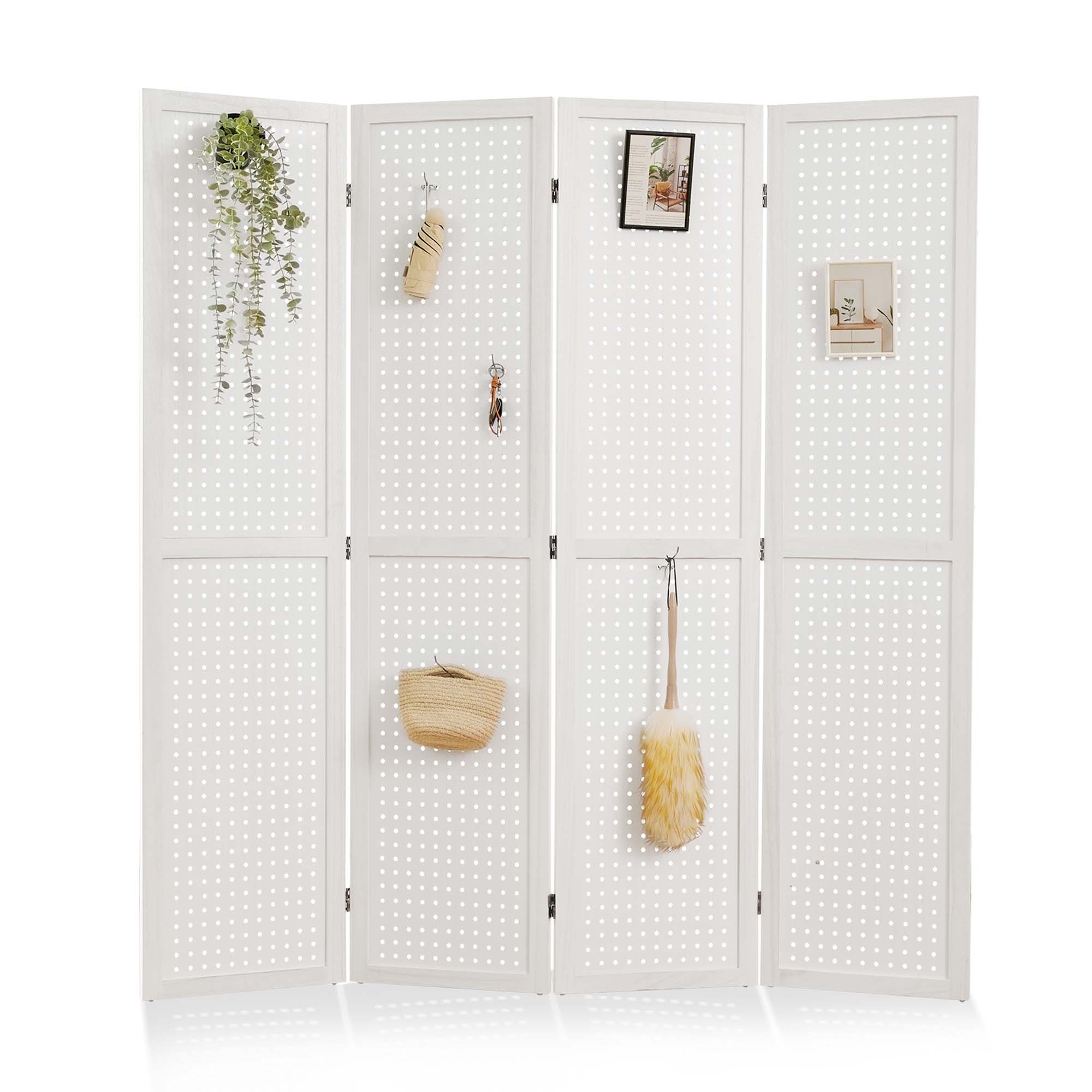 HOVA 66.8" Wooden Pegboard Room Divider
