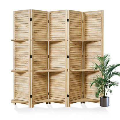 SYLO 5.6ft Folding Wood Room Divider with Shelves