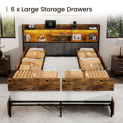 Softo Luxe Storage Bookcase Wood Bed Frame