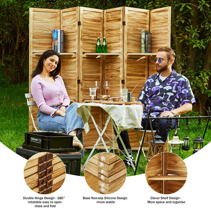 SYLO 5.6ft Folding Wood Room Divider with Shelves