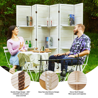 SYLO 5.6ft Folding Wood Room Divider with Shelves