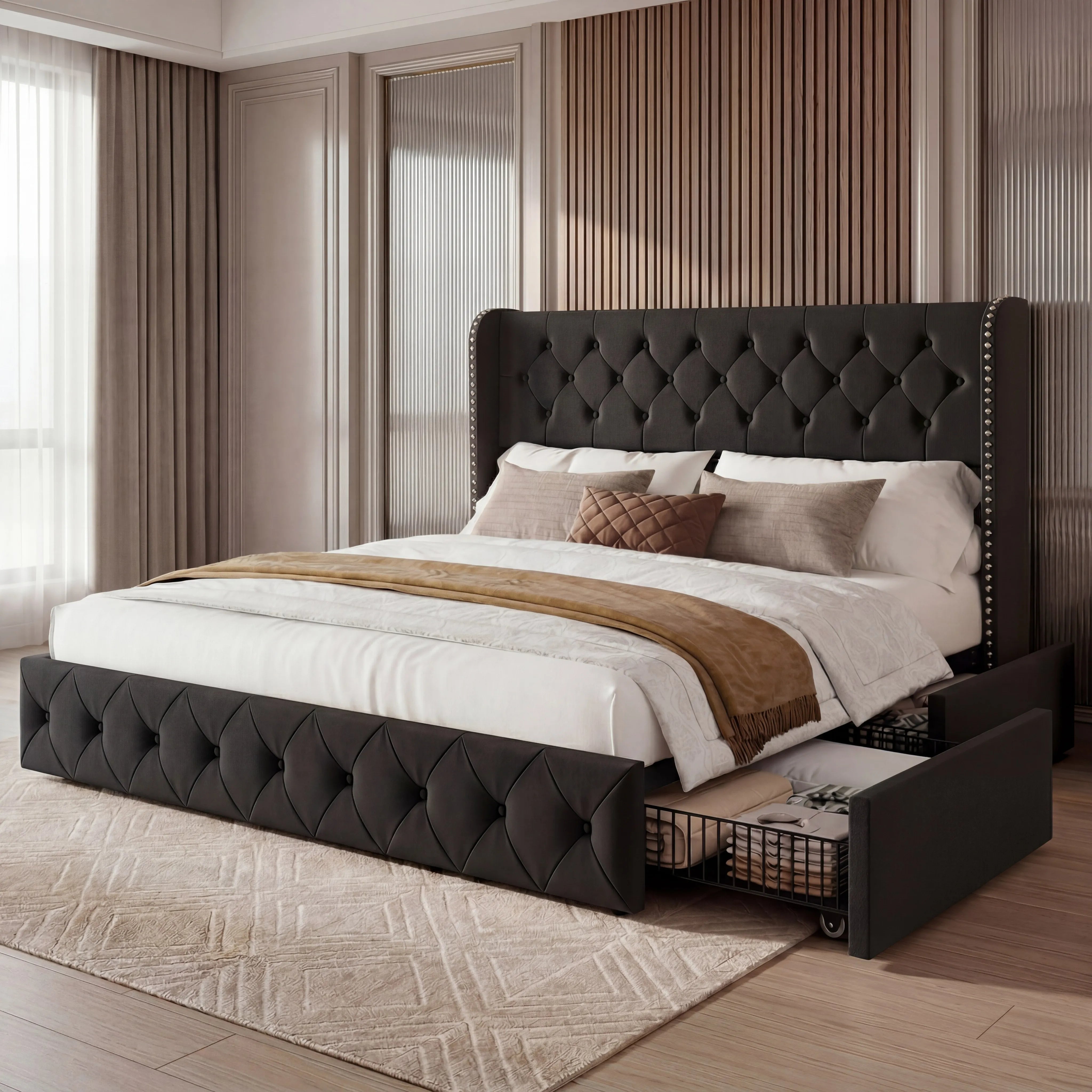 Korall Upholstered Bed Frame with Storage
