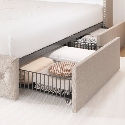 Korav Upholstered Bed Frame with Storage Drawers and LED lights