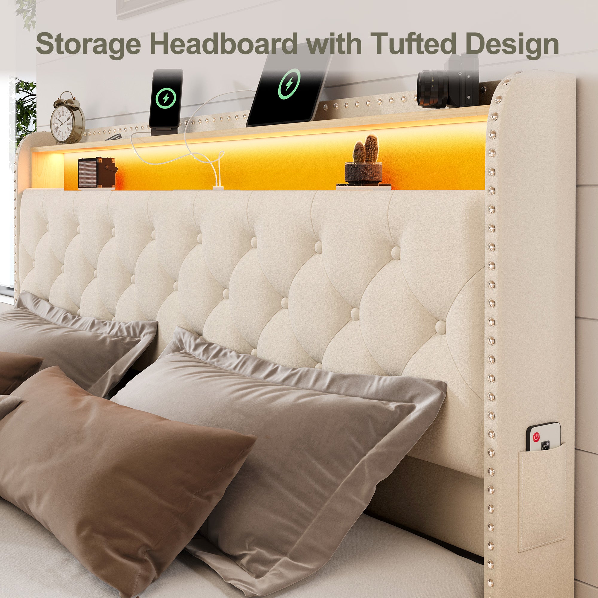 Dexon Velvet Storage Bed Frame