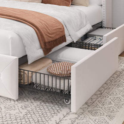 Korav Upholstered Bed Frame with Storage Drawers and LED lights