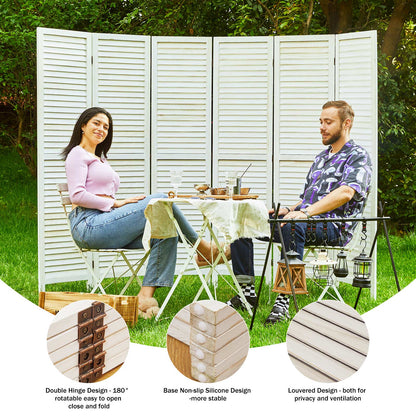 Classic 67" Louvered Wooden Room Divider