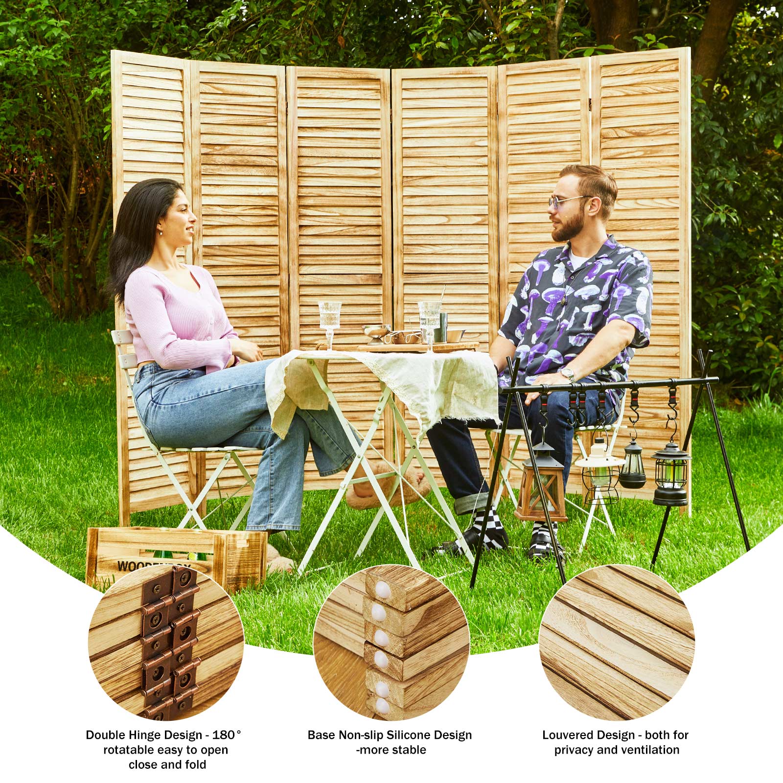 Classic 67" Louvered Wooden Room Divider