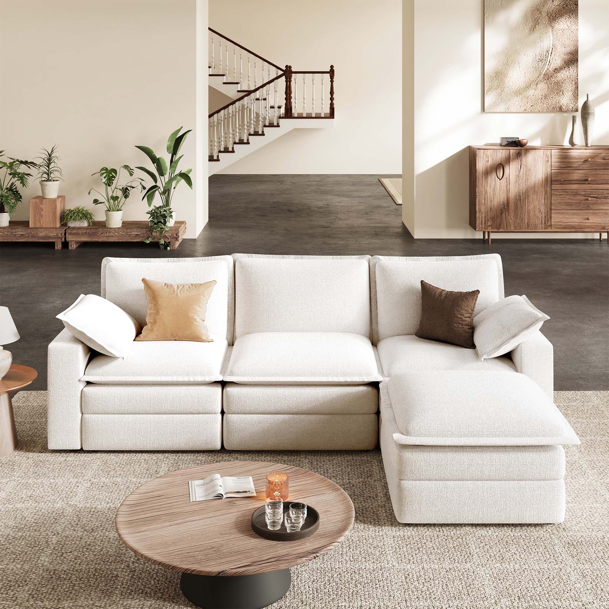Densa L Shaped Sectional Cloud Sofa | 3-4 Seater |  Spring Cushion | 97"~125"