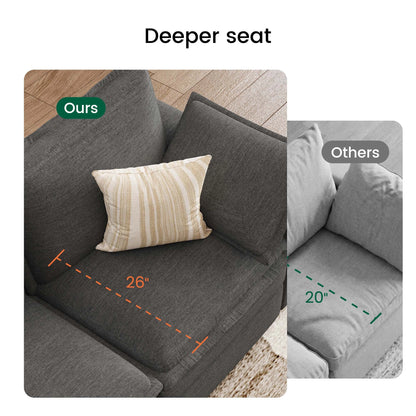 Densa L Shaped Sectional Cloud Sofa | 3-4 Seater |  Spring Cushion | 97"~125"