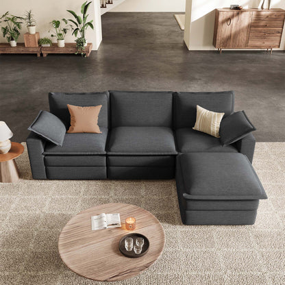 Densa L Shaped Sectional Cloud Sofa | 3-4 Seater |  Spring Cushion | 97"~125"