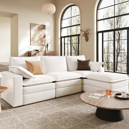 Densa L Shaped Sectional Cloud Sofa | 3-4 Seater |  Spring Cushion | 97"~125"
