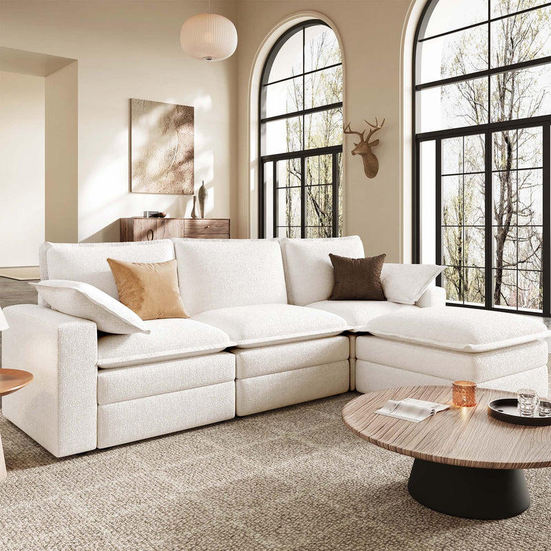 Densa L Shaped Sectional Cloud Sofa | 3-4 Seater |  Spring Cushion | 97"~125"