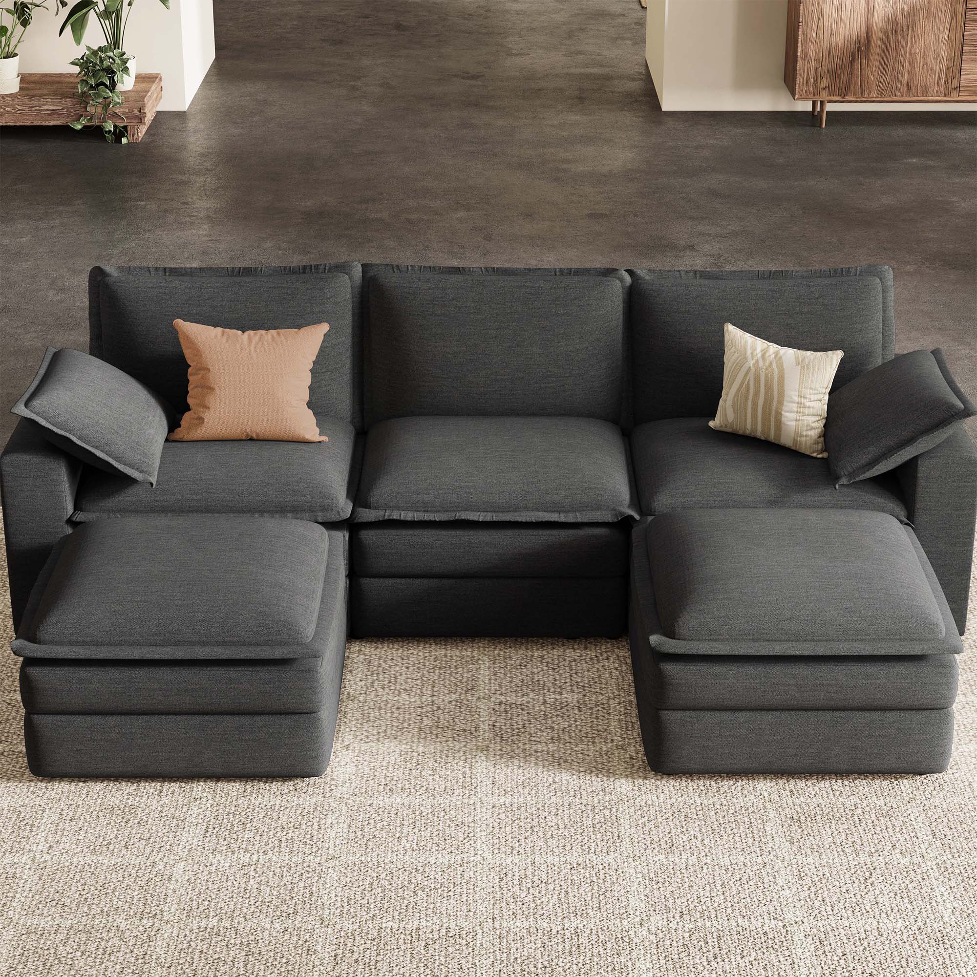 Densa U-Shaped Sectional Cloud Sofa | 3-4 Seater | Spring Cushion |97"-125"