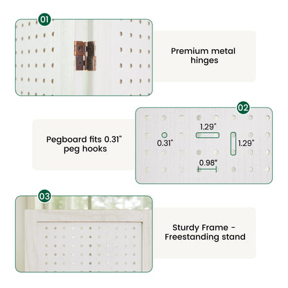 HOVA 66.8" Wooden Pegboard Room Divider