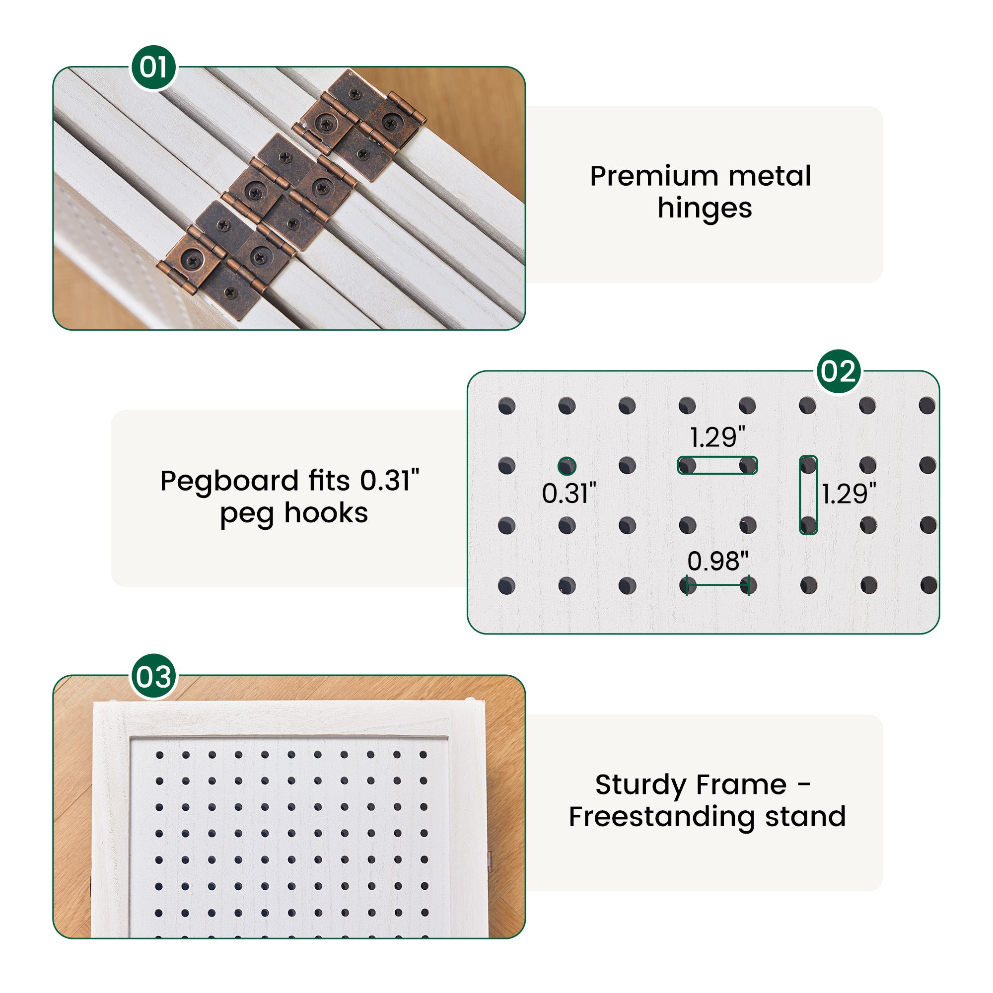 HOVA 66.8" Wooden Pegboard Room Divider