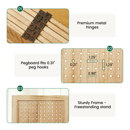 HOVA 66.8" Wooden Pegboard Room Divider