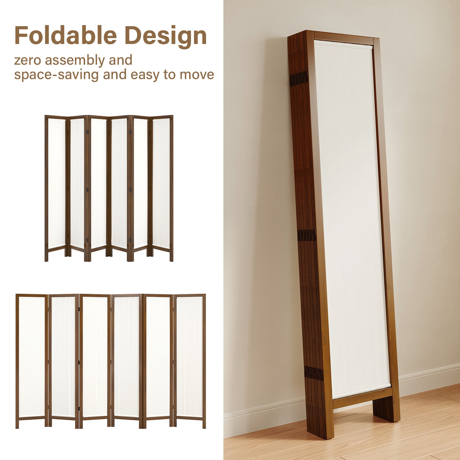 Talen  67" Washable Fabric Wooden Room Divider