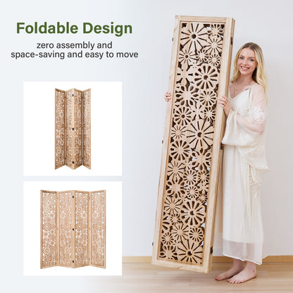 Daisy 67" Floral Carved Wooden Room Divider