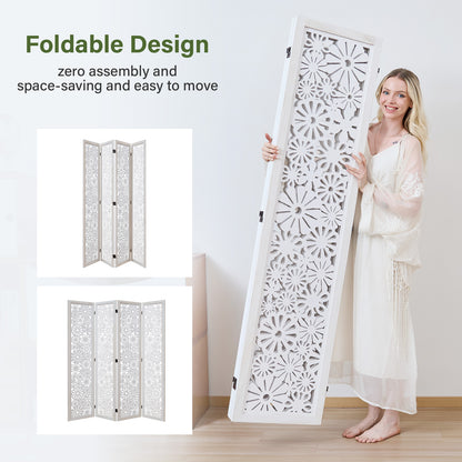 Daisy 67" Floral Carved Wooden Room Divider