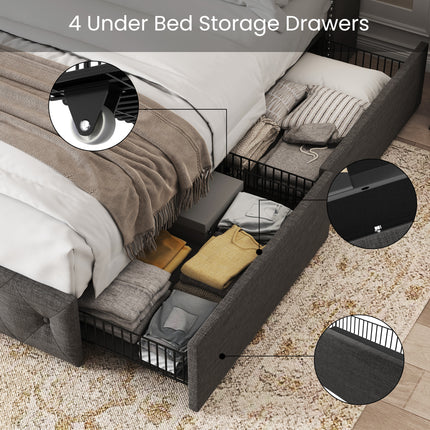 wooden bed frames with storage
