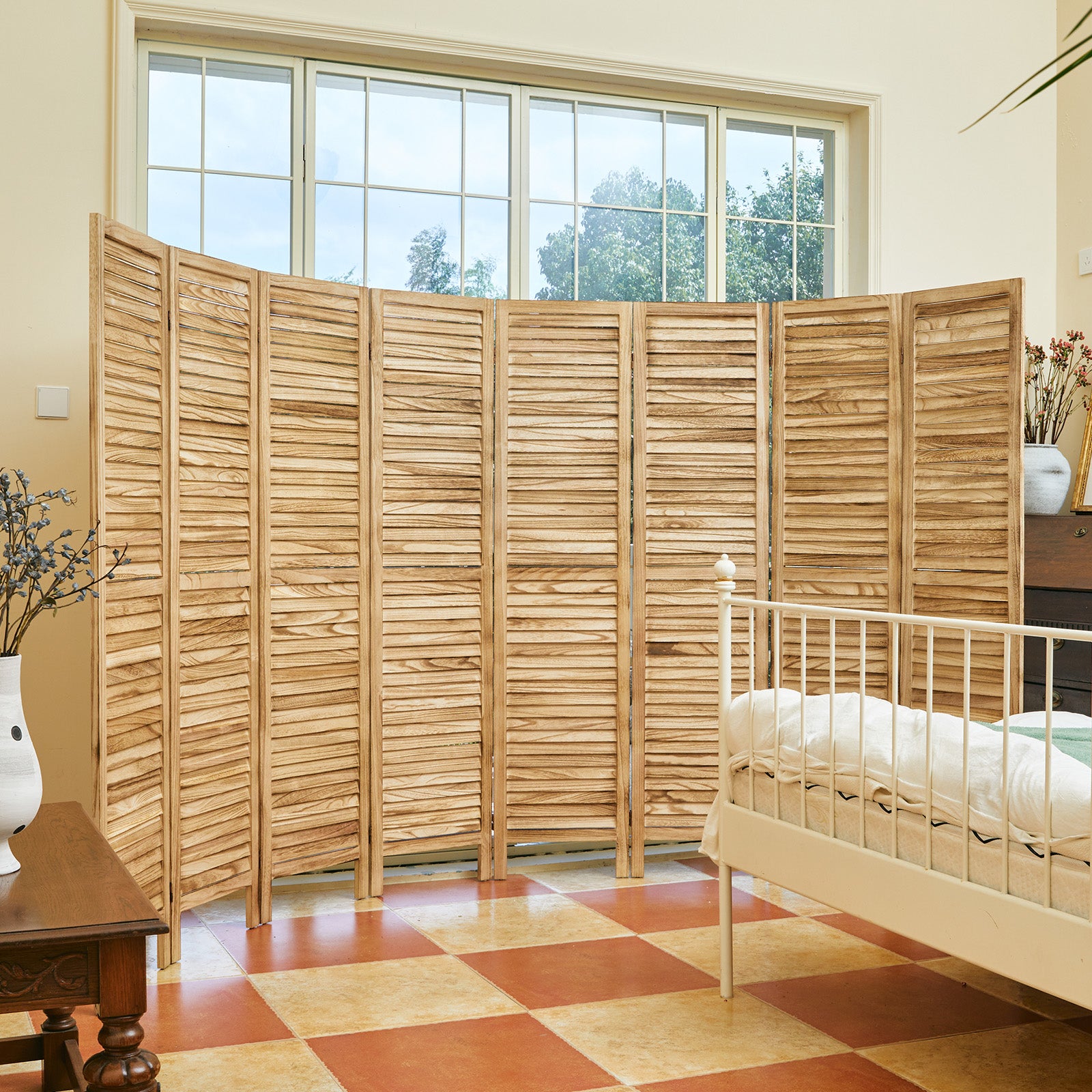 Classic 67" Louvered Wooden Room Divider