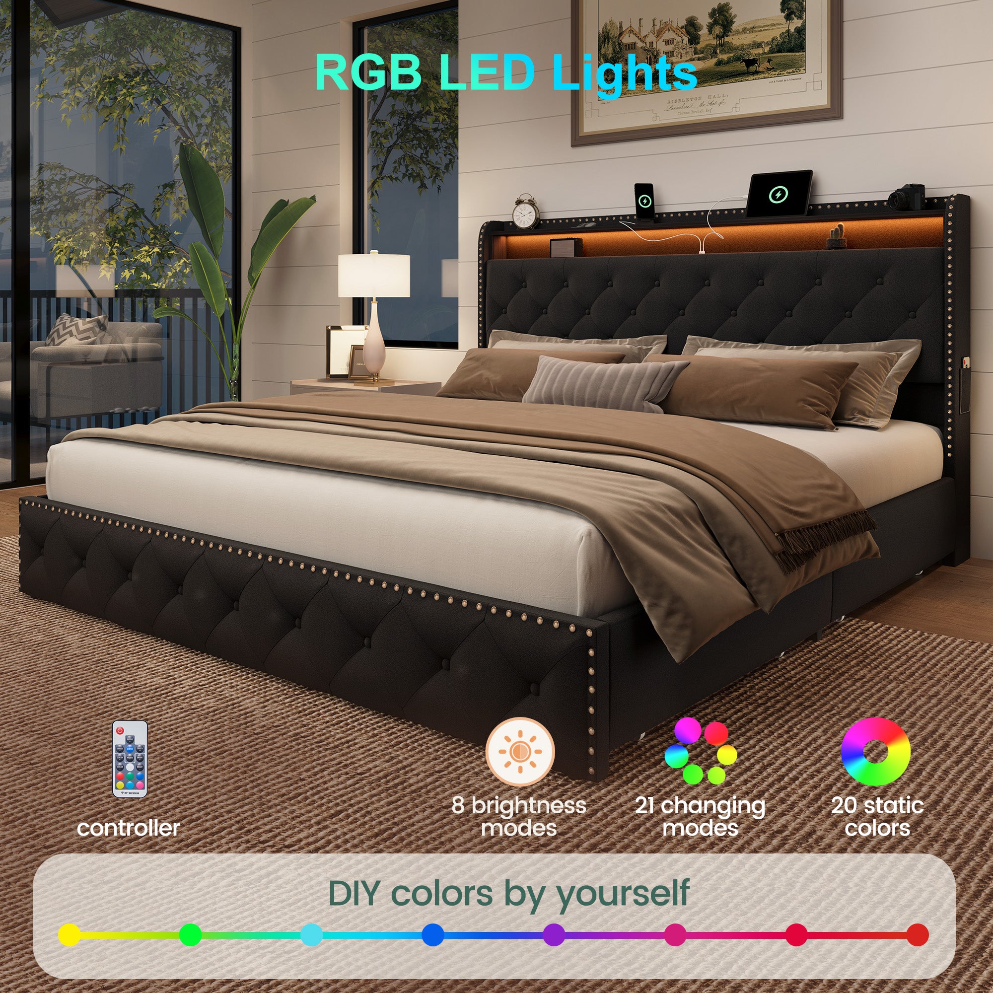 Dexon Velvet Storage Bed Frame