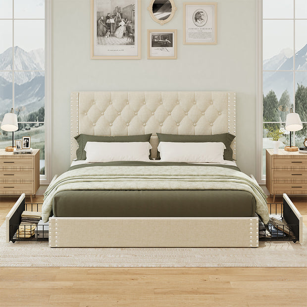 queen size bedframe with drawers