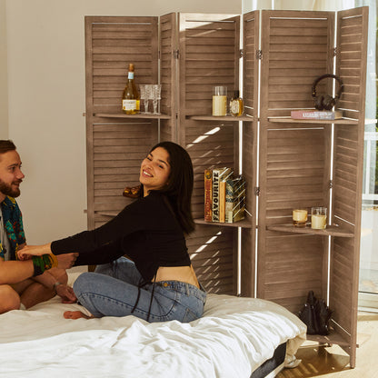 SYLO 5.6ft Folding Wood Room Divider with Shelves