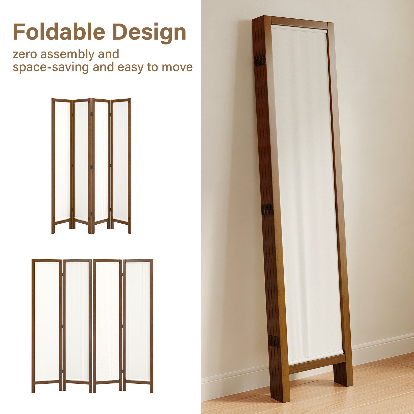 Talen  67" Washable Fabric Wooden Room Divider