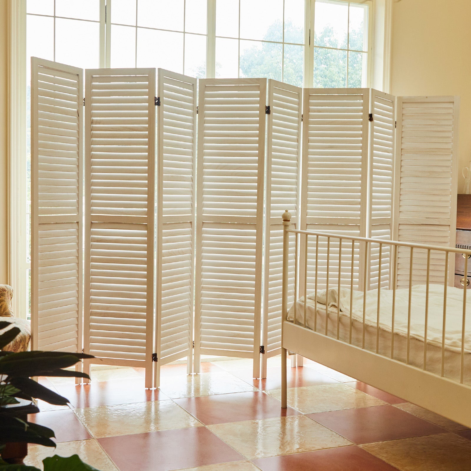 Classic 67" Louvered Wooden Room Divider