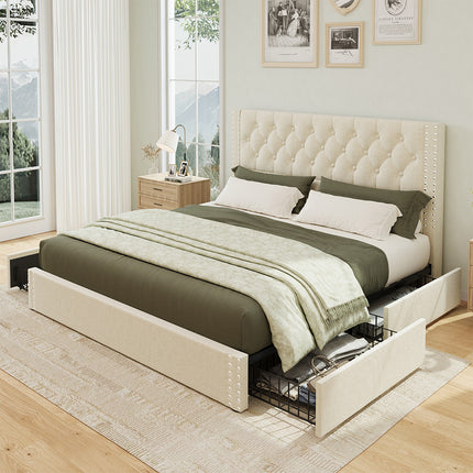 king bed frame with drawer