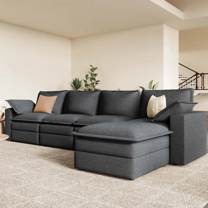 Densa L Shaped Sectional Cloud Sofa | 3-4 Seater |  Spring Cushion | 97"~125"