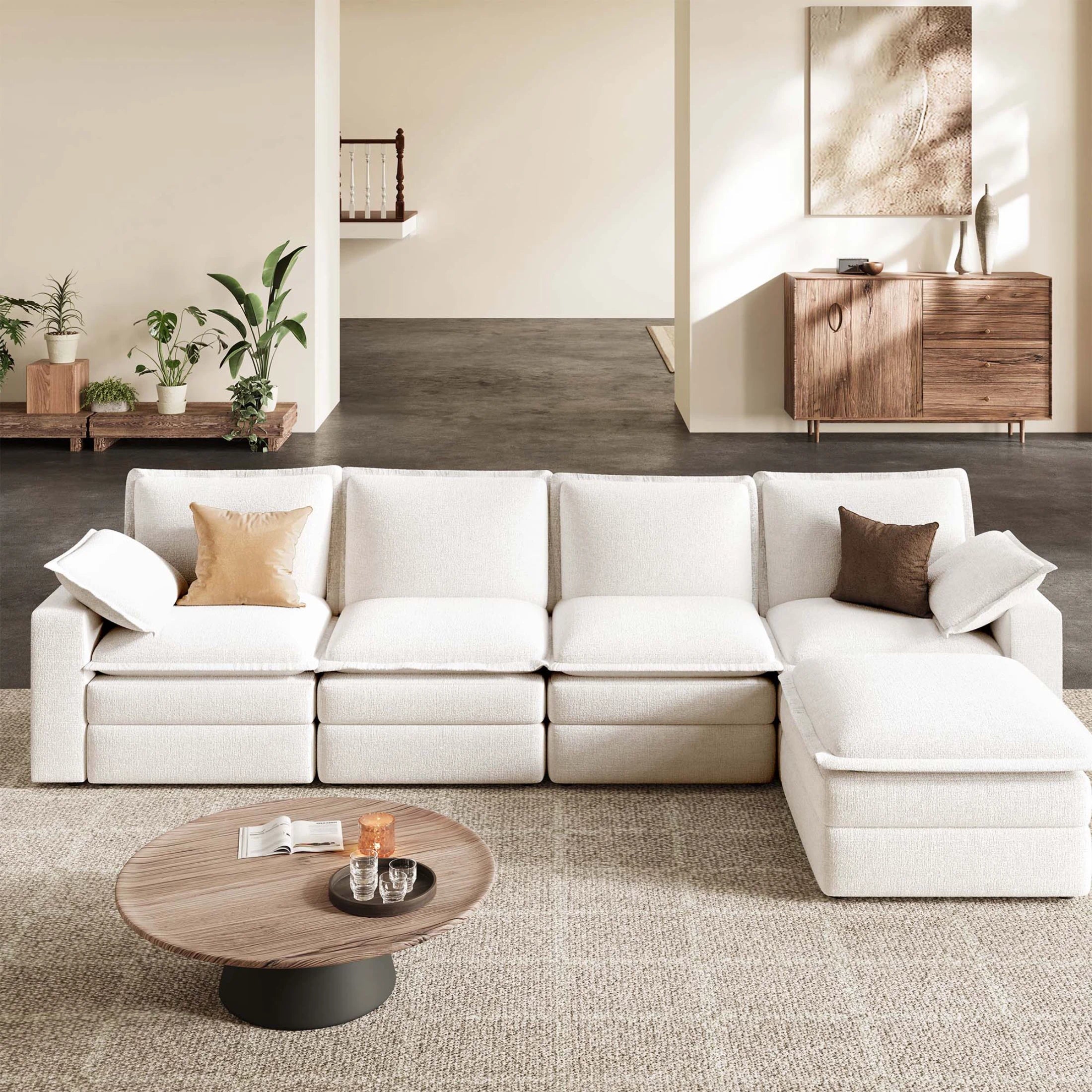 Densa L Shaped Sectional Cloud Sofa | 3-4 Seater |  Spring Cushion | 97"~125"