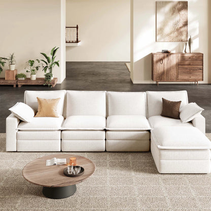 Densa L Shaped Sectional Cloud Sofa | 3-4 Seater |  Spring Cushion | 97"~125"
