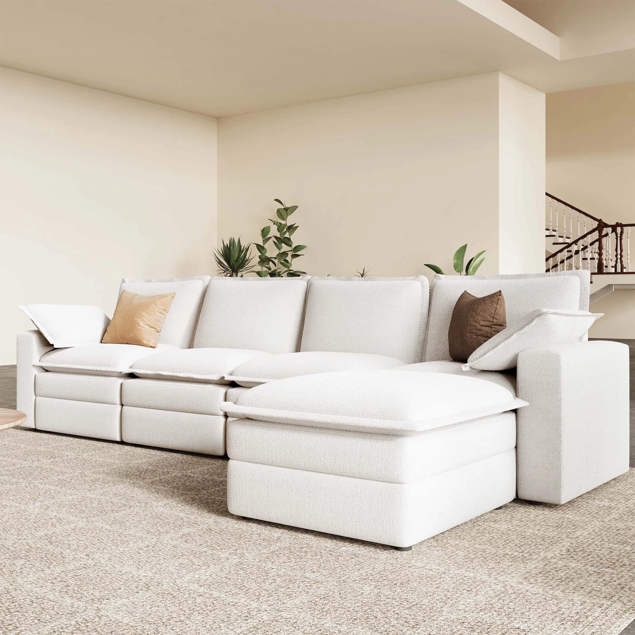 Densa L Shaped Sectional Cloud Sofa | 3-4 Seater |  Spring Cushion | 97"~125"