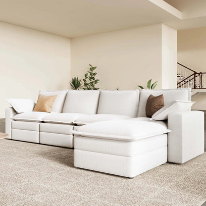 Densa L Shaped Sectional Cloud Sofa | 3-4 Seater |  Spring Cushion | 97"~125"