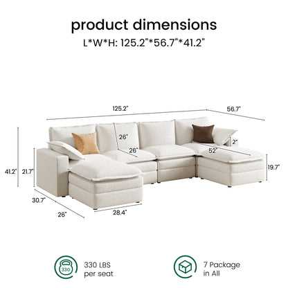 Densa U-Shaped Sectional Cloud Sofa | 3-4 Seater | Spring Cushion |97"-125"