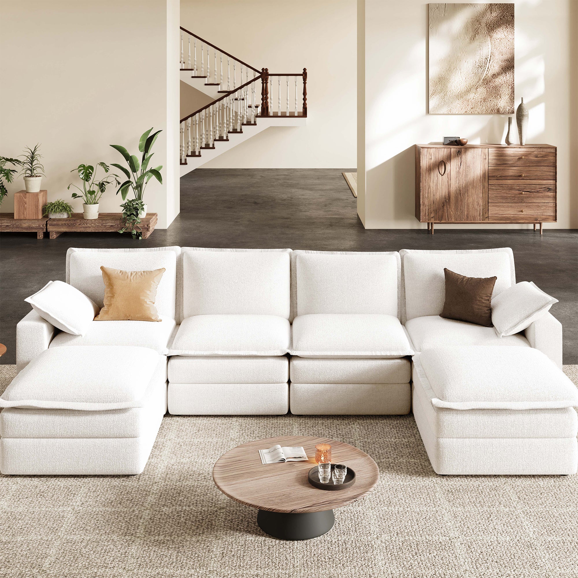 Densa U-Shaped Sectional Cloud Sofa | 3-4 Seater | Spring Cushion |97"-125"