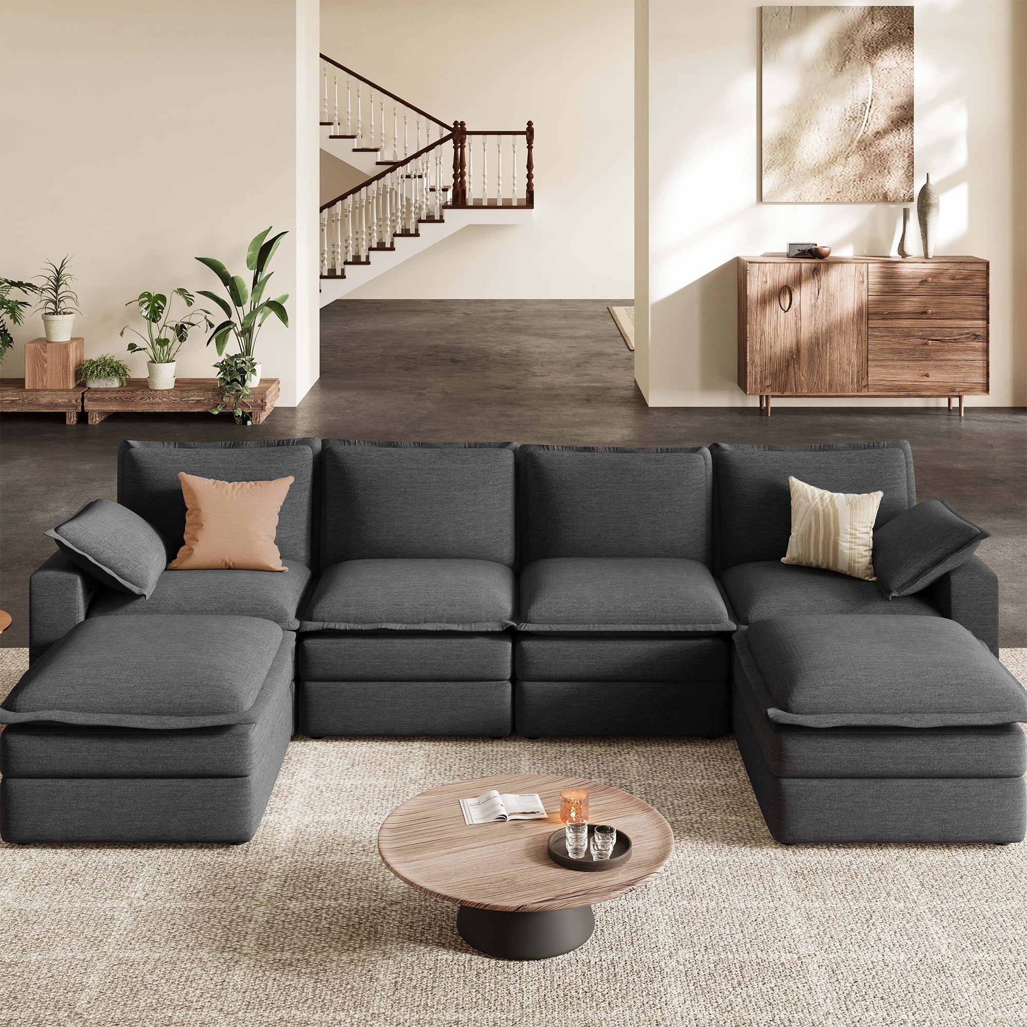 Densa U-Shaped Sectional Cloud Sofa | 3-4 Seater | Spring Cushion |97"-125"
