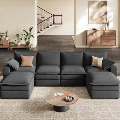 Densa U-Shaped Sectional Cloud Sofa | 3-4 Seater | Spring Cushion |97"-125"