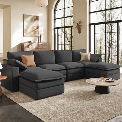 Densa U-Shaped Sectional Cloud Sofa | 3-4 Seater | Spring Cushion |97"-125"