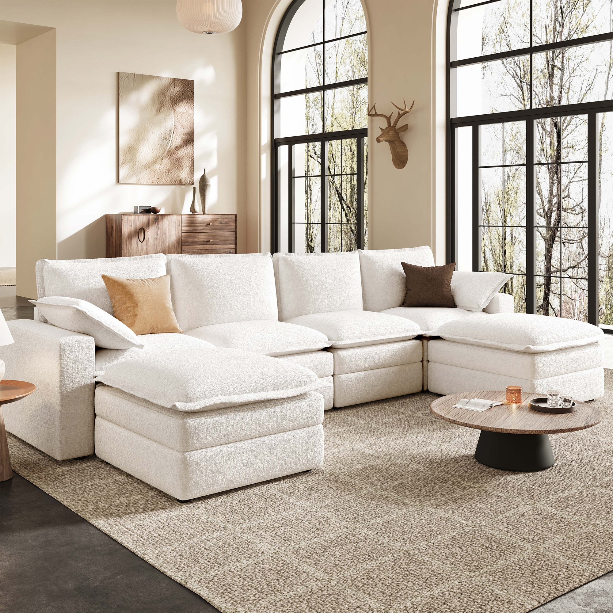 Densa U-Shaped Sectional Cloud Sofa | 3-4 Seater | Spring Cushion |97"-125"