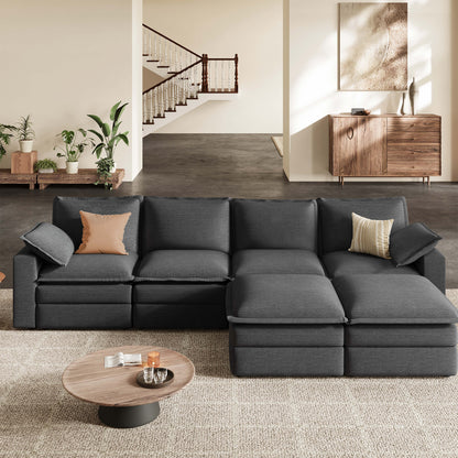 Densa U-Shaped Sectional Cloud Sofa | 3-4 Seater | Spring Cushion |97"-125"